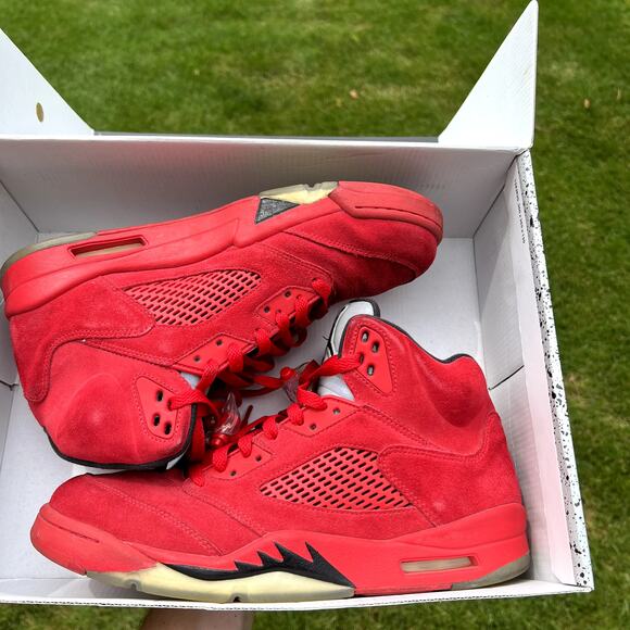 Size 11 - Nike Air Jordan 5 Retro Red Suede Men's Shoes - Ships Now - Picture 9 of 10